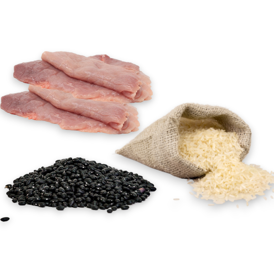 Combo Bistec cerdo(2lb)+Arroz importado(5lb)+Frijoles(2lb)