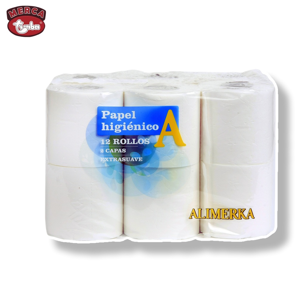 Papel higiénico 2 capas simple ALIMERKA (paq 12 rollos)