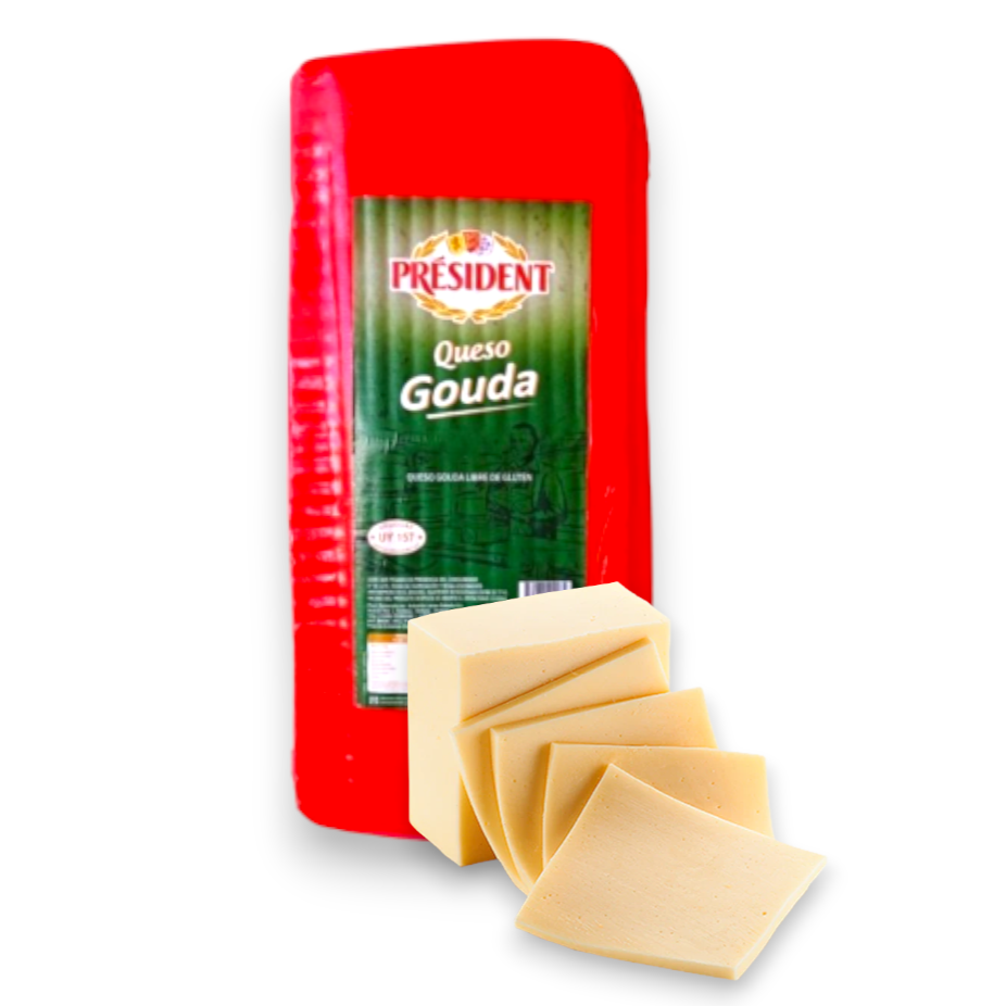 Queso Gouda bloque aprox 3 Kg / 6.6 Lb sellado President
