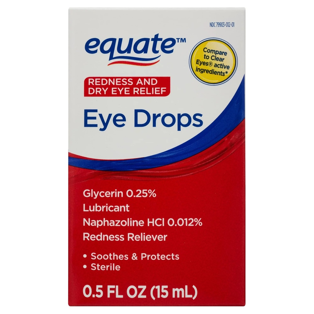 Equate Gotas para aliviar el enrojecimiento y los ojos secos, 15 ml