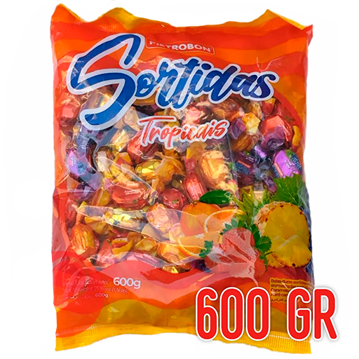Paquete de Caramelo duro Tropical surtido (600g-95 u)