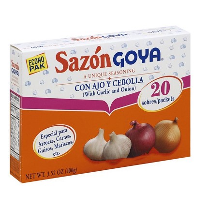Sazón Goya con Ajo y Cebolla 20 sobres de 5 gr (100 gr)